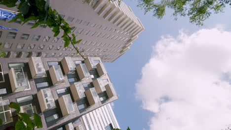 Vertical-View-Of-Rising-Residential-Property-Near-Business-Area-Zuidas-In-Amsterdam,-The-Netherlands