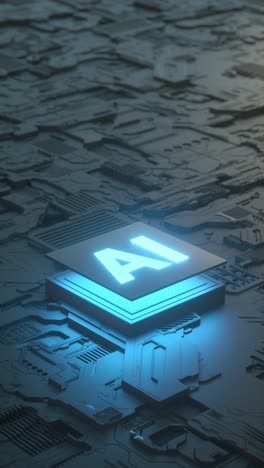 circuit board and ai micro processor, artificial intelligence. 3d animation