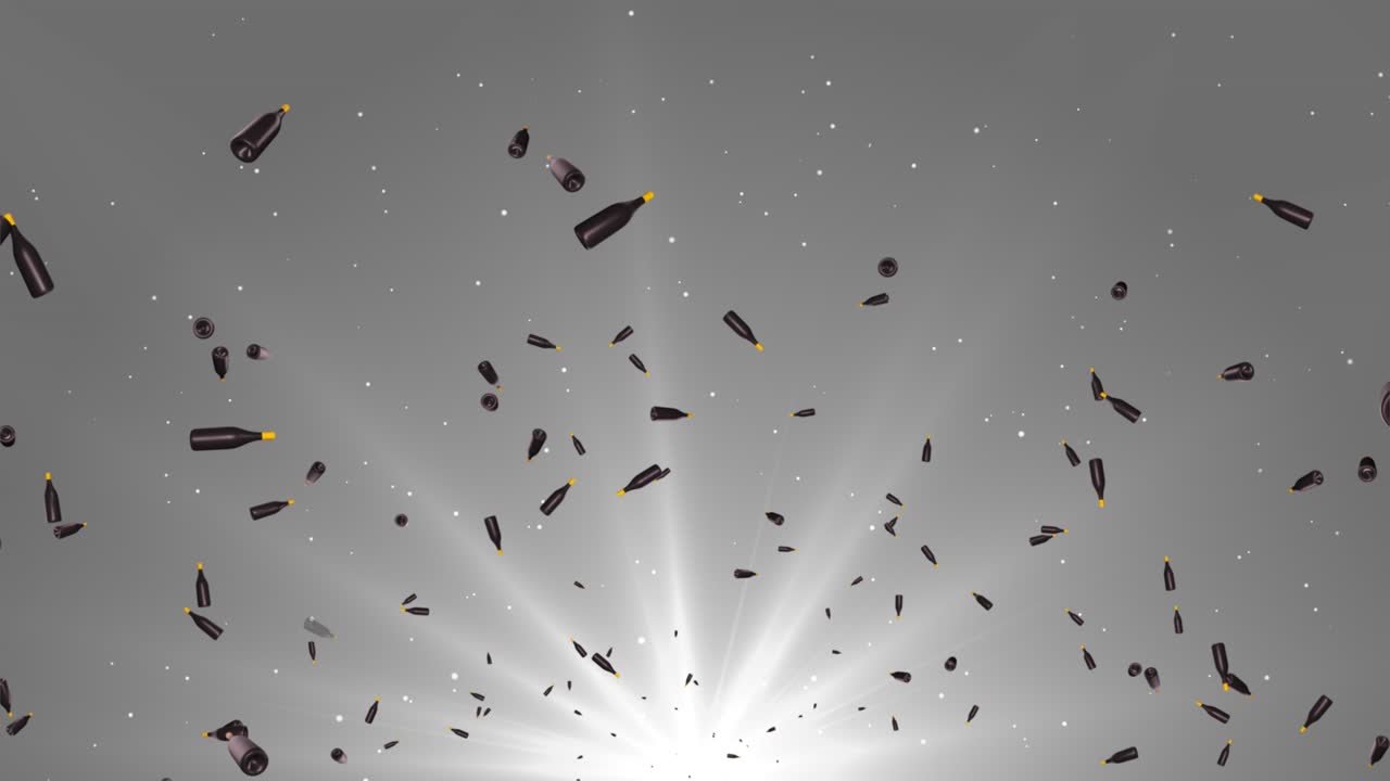 Of realistic empty metal wine bottles endlessly falling background bottle cork celebration holiday