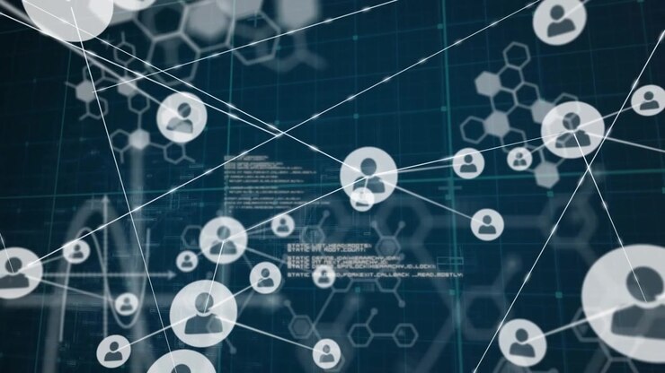 Central node expanding and spawning user nodes on grid, triggered by new data mapping technology