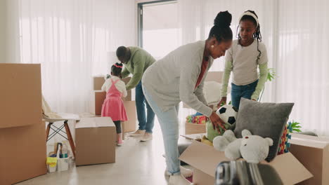 New-home,-black-family-and-high-five