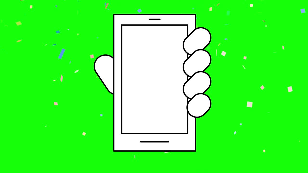 크로마 키 (chroma key) 에 대한 비디오 자료는 스마트폰이 눈앞에 있는 상태에서 콩페티가 떨어지는 장면입니다.