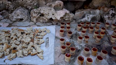 communion wine and bread on mount of olives