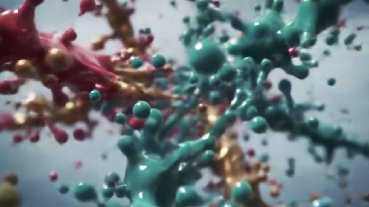 A Captivating Display of Colorful Liquid Splashes in Motion, Showcasing the Vibrant Dance of Paint Drops and Their Stunning Interplay on a Dynamic Canvas