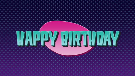 feliz cumpleaños con patrón geométrico al estilo de los años 80
