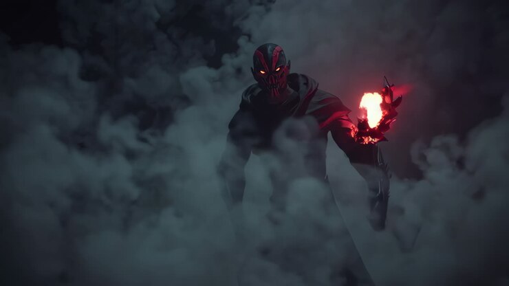 Dark Fantasy Creature in Smoky Environment