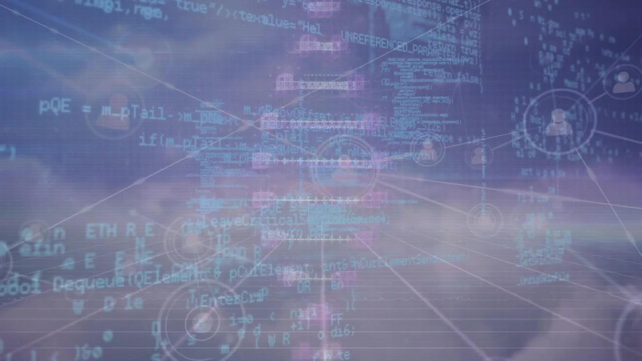 Digital DNA Strand and Network Connections Over Cloud Background