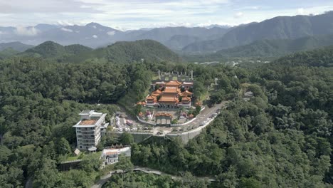 sun moon lake drone aerial view wen wu temple 4k