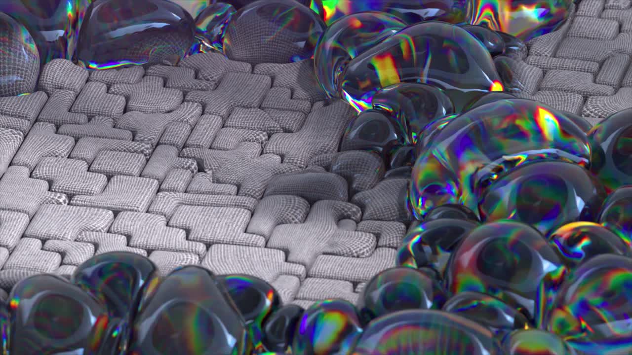 Abstract 3D Render of Bubbles on a Geometric Surface