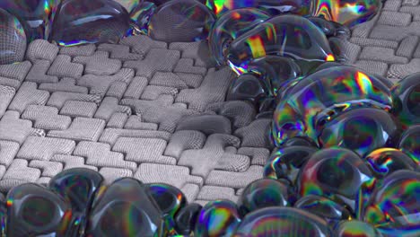 representación 3d abstracta de burbujas en una superficie geométrica