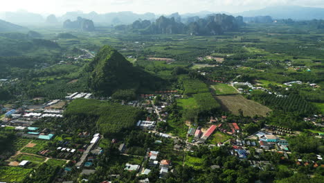 scenic mountains and tropical rural landscape of ao nang, thailand,aerial view