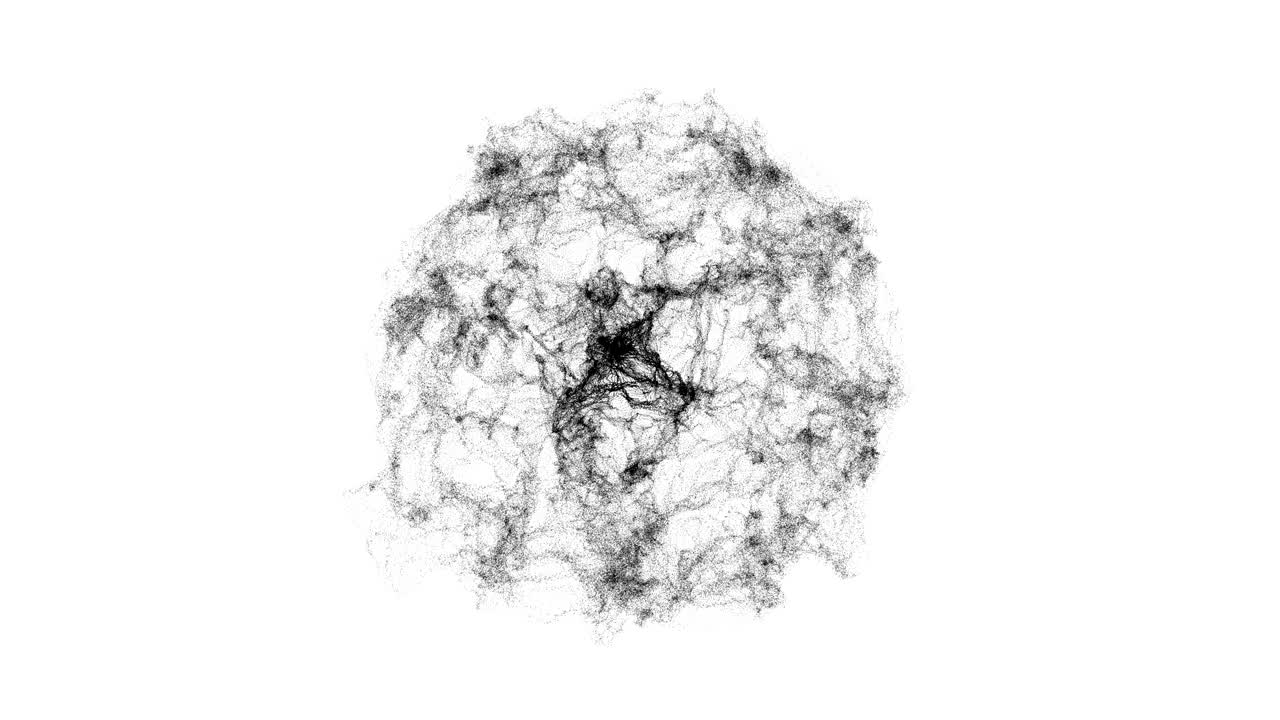 esfera fractal de puntos en animación de bucle de imágenes de video 4k en negro.