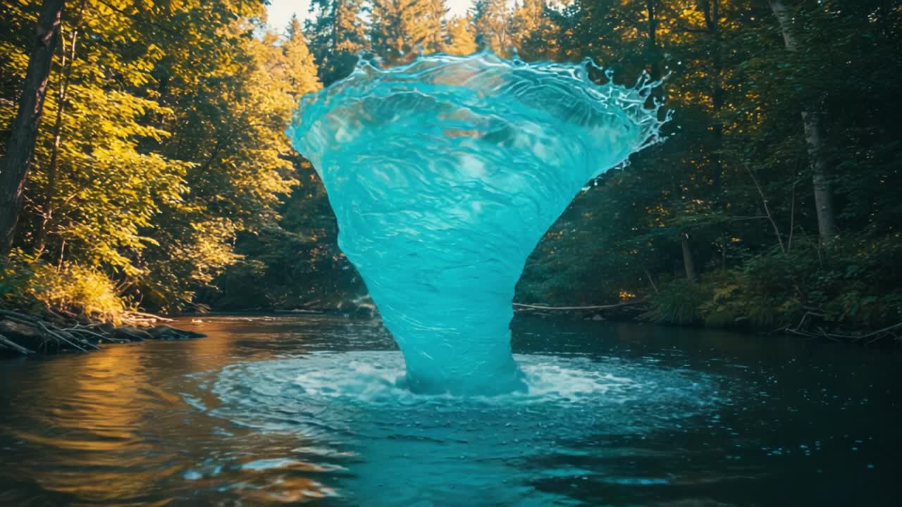 Captivating Whirlpools of Nature: A Stunning Visual Display of Water Creating Elegant Twists and Spirals in a Serene Forest Setting