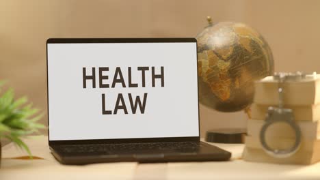 health law displayed in legal laptop screen