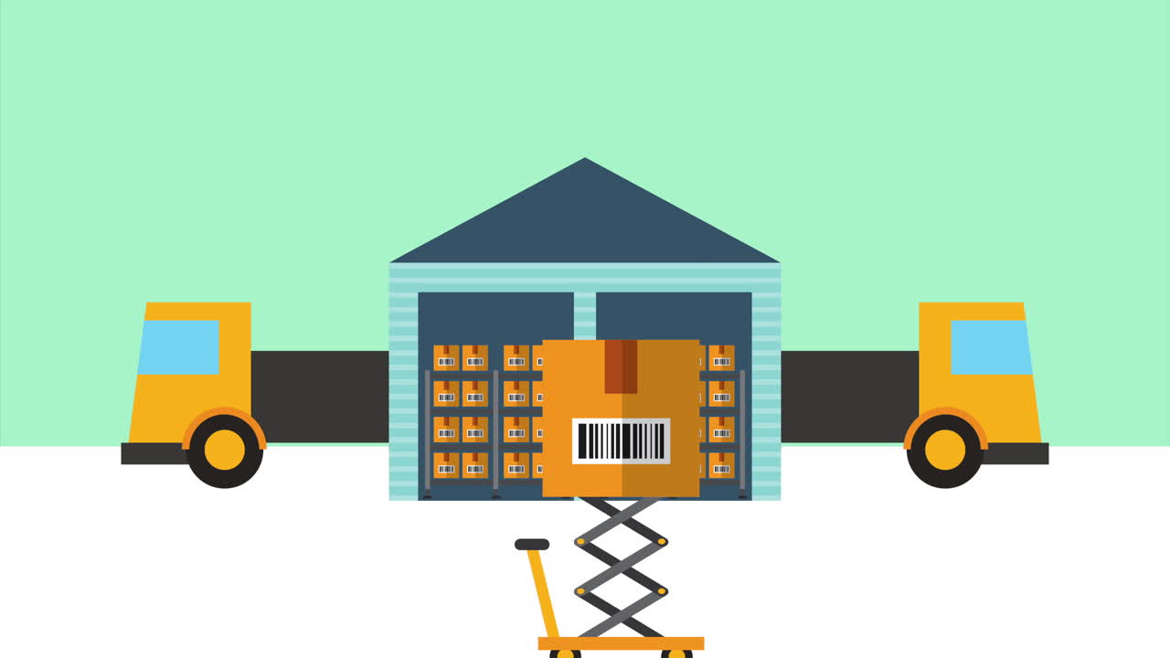 창고에 트럭을 가진 물류 서비스