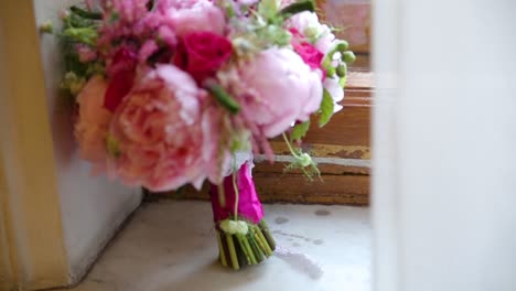 pink and red peony bouquet