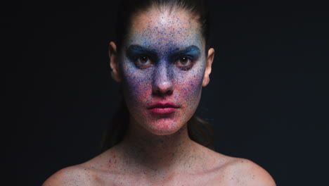 creative, makeup and art with woman for abstract