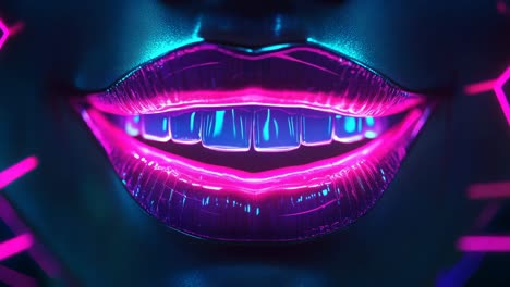 neon glowing lips