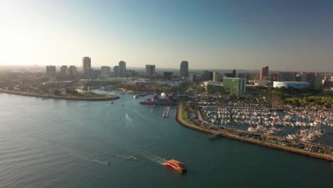 wide aerial shot of southern california boat marina. 4k