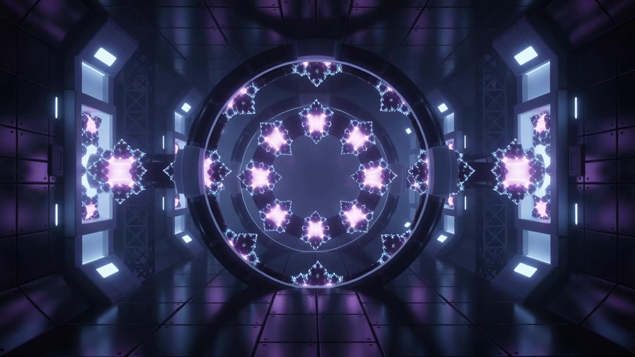 Nucleo di un anello energetico pulsante che si divide in gruppi radiali all'interno di una camera tecnologica, formando un modello stabile