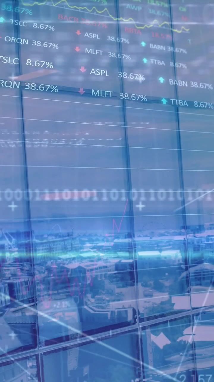 Animazione dell'elaborazione dati su un paesaggio urbano