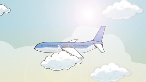 cartoon airplane flying in the sky