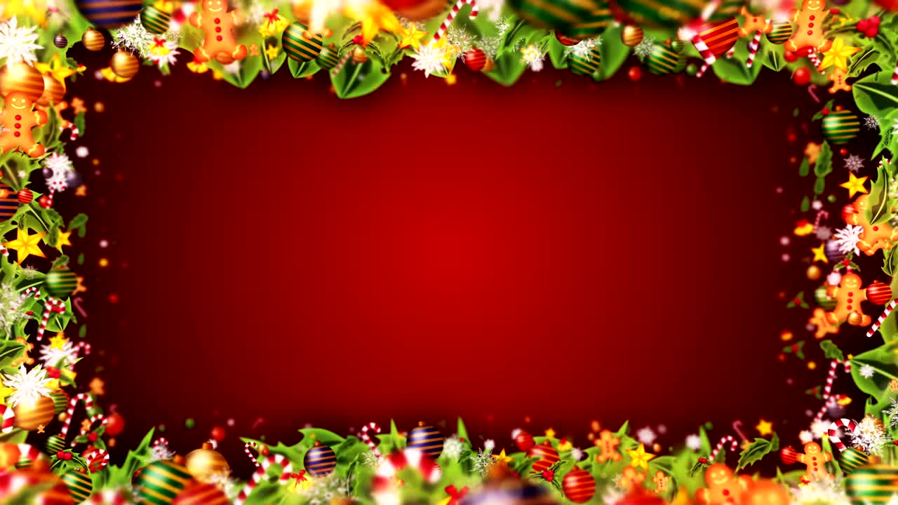 크리스마스 장식 입자, 빨간 배경, 루프