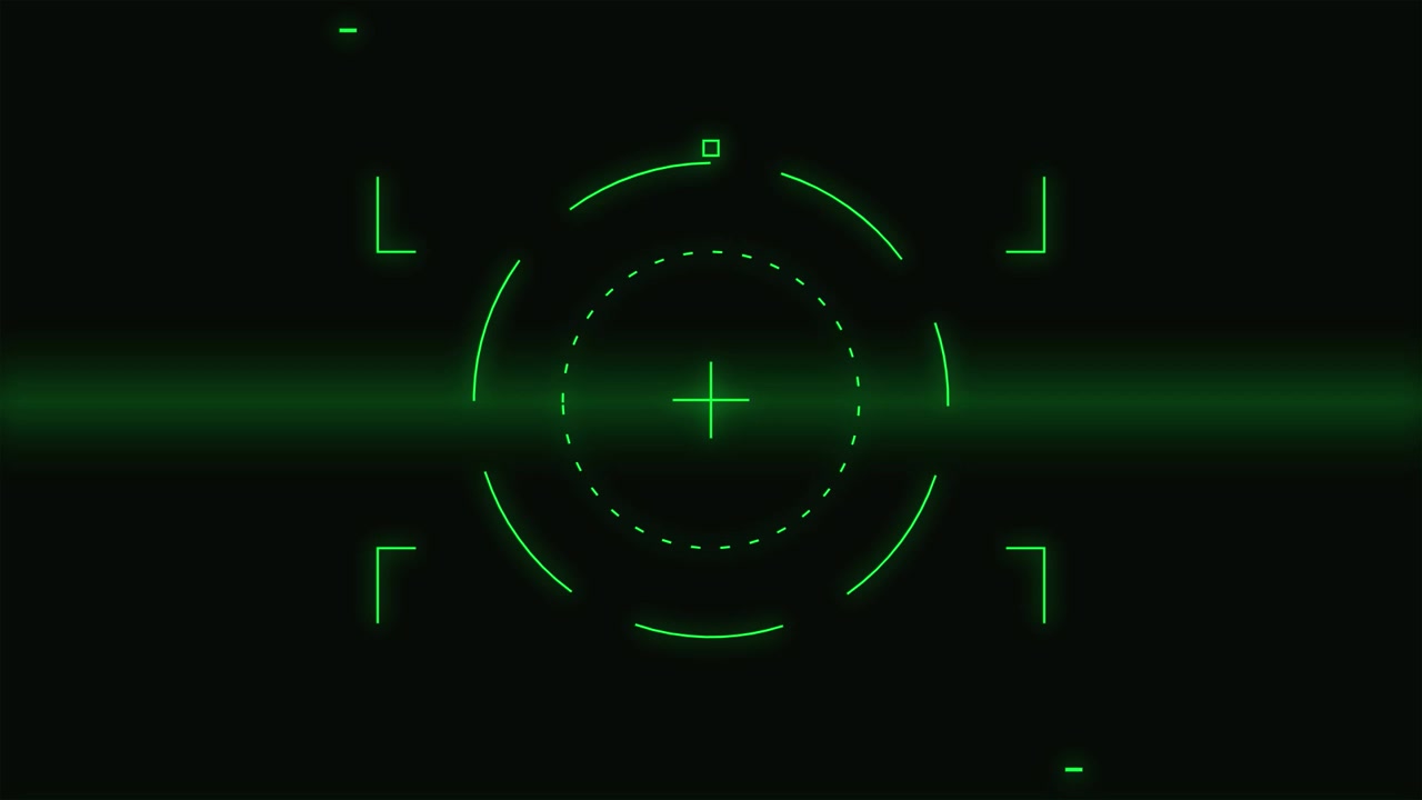 Digital Green HUD Target Reticle with Glitch Effect
