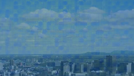 Animation-of-mesh-with-data-processing-over-cityscape