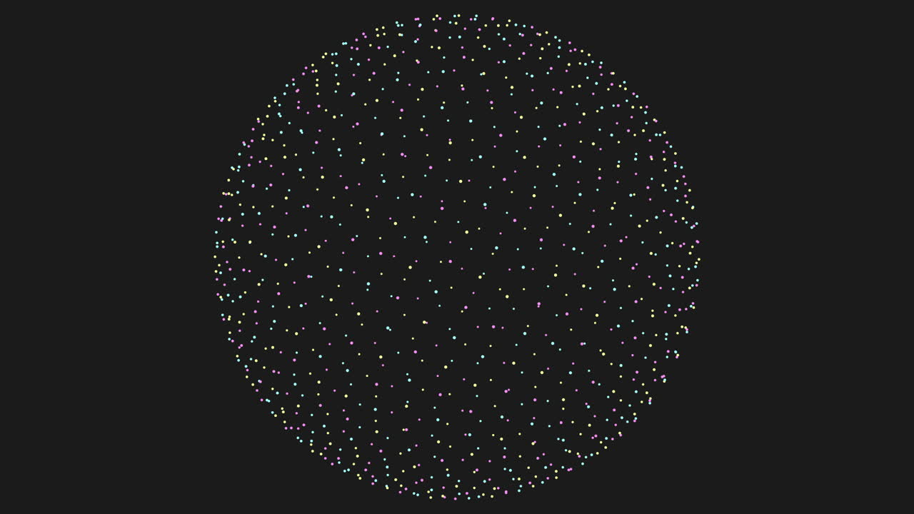 неоновая большая сфера состоит из маленьких точек на темном пространстве