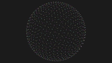 neon big sphere consists of small dots on dark space