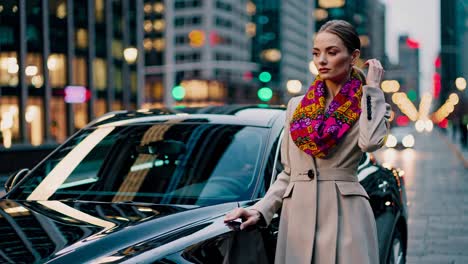 stylish woman in a cityscape