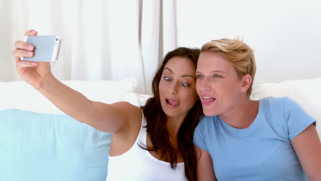 lesbian couple taking a selfie