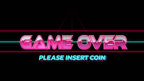 animation of game over text over neon lines on black background