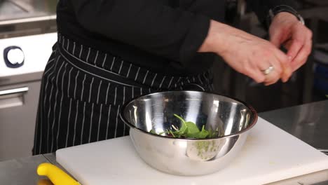 el chef preparando una ensalada