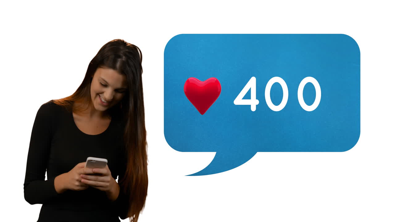 Kvinne sjekker sine likes på sosiale medier 4K