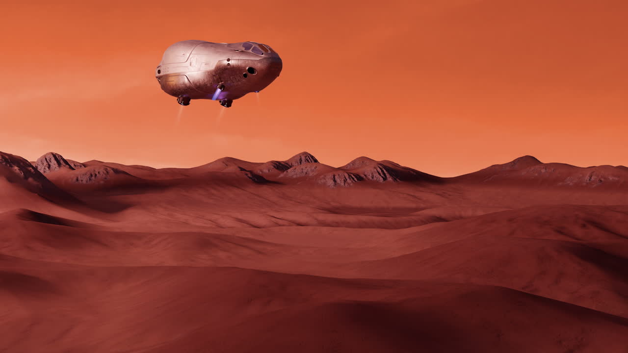 First Spaceship with People landed on Red Planet Landing on Mars