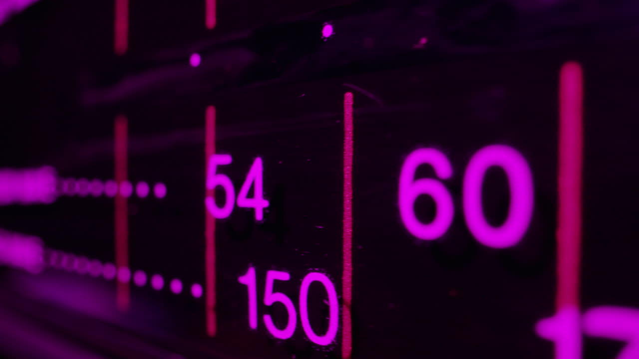 Close-up of a vintage radio dial