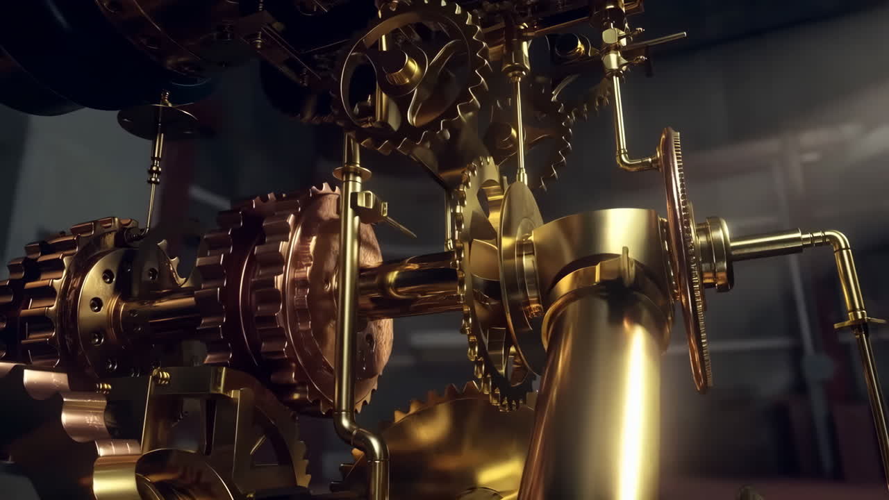 Intricate Gold Clockwork Gears and Mechanical Components