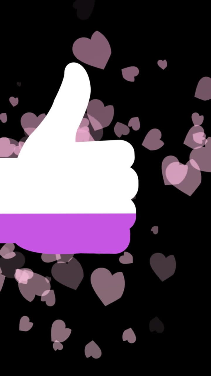 animación de corazones y similares sobre fondo negro