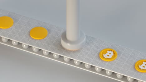 coining bitcoins seamless loop 3d render animation