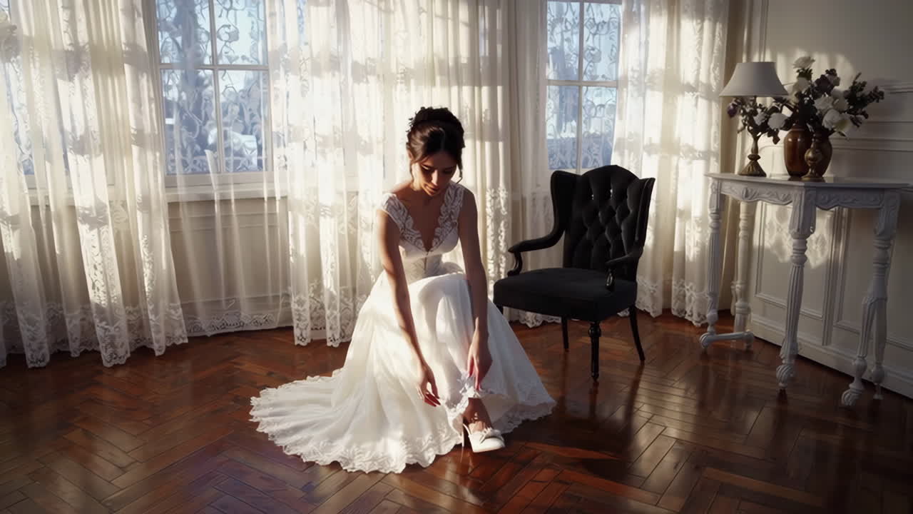 Bride getting ready on her wedding day
