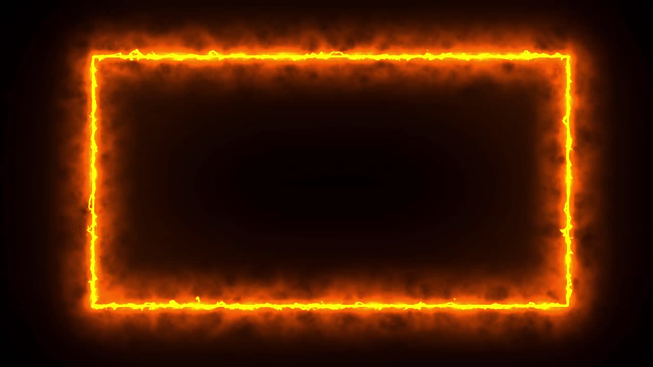 A rectangular frame of glowing, fiery orange energy on a black background. For intros, logos, or as a dynamic border element