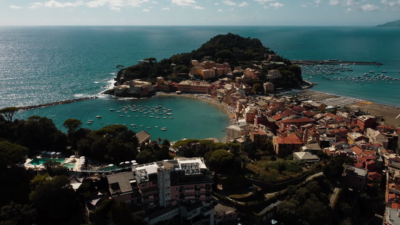 Aerial View of a Charming Coastal Town in Italy