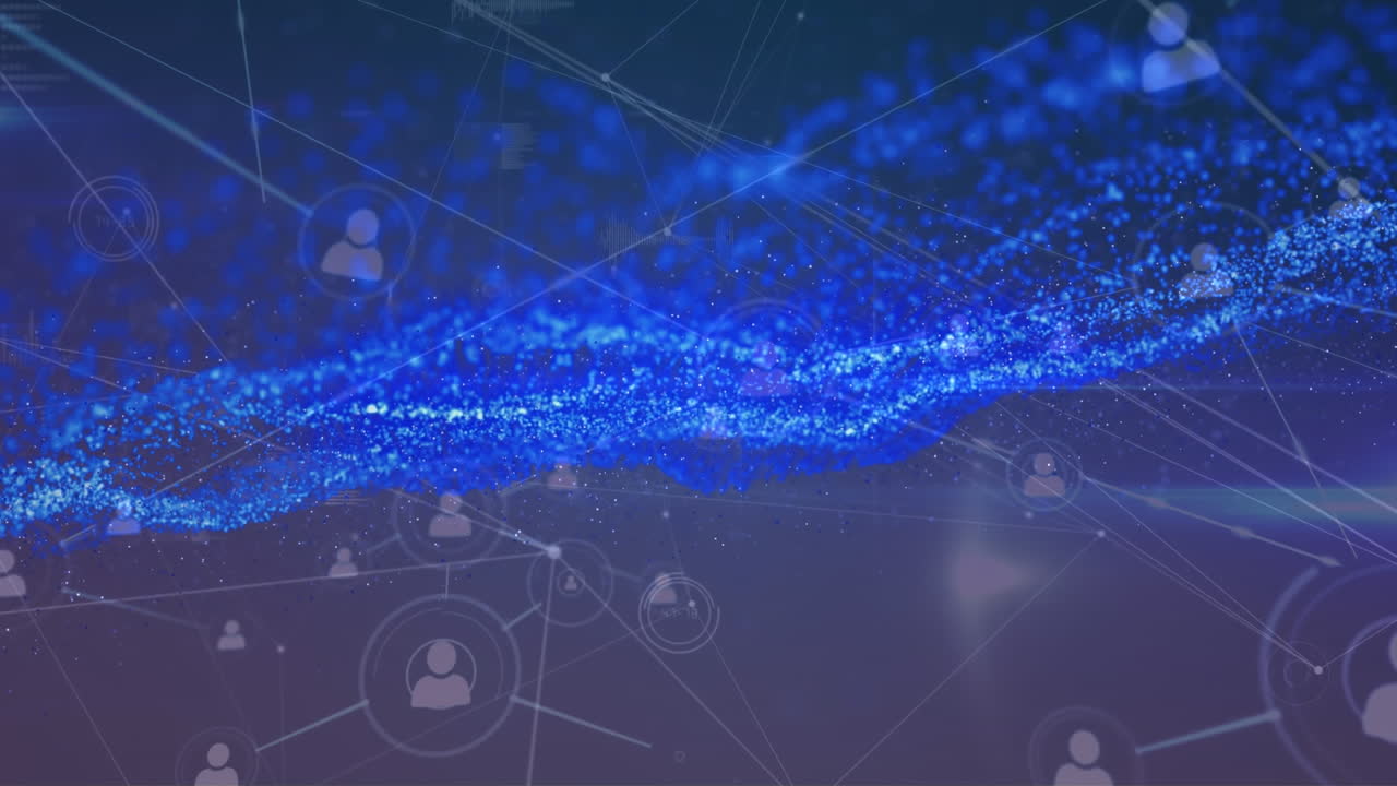 빛나는 어두운 파란색 배경에 연결 네트워크의 애니메이션