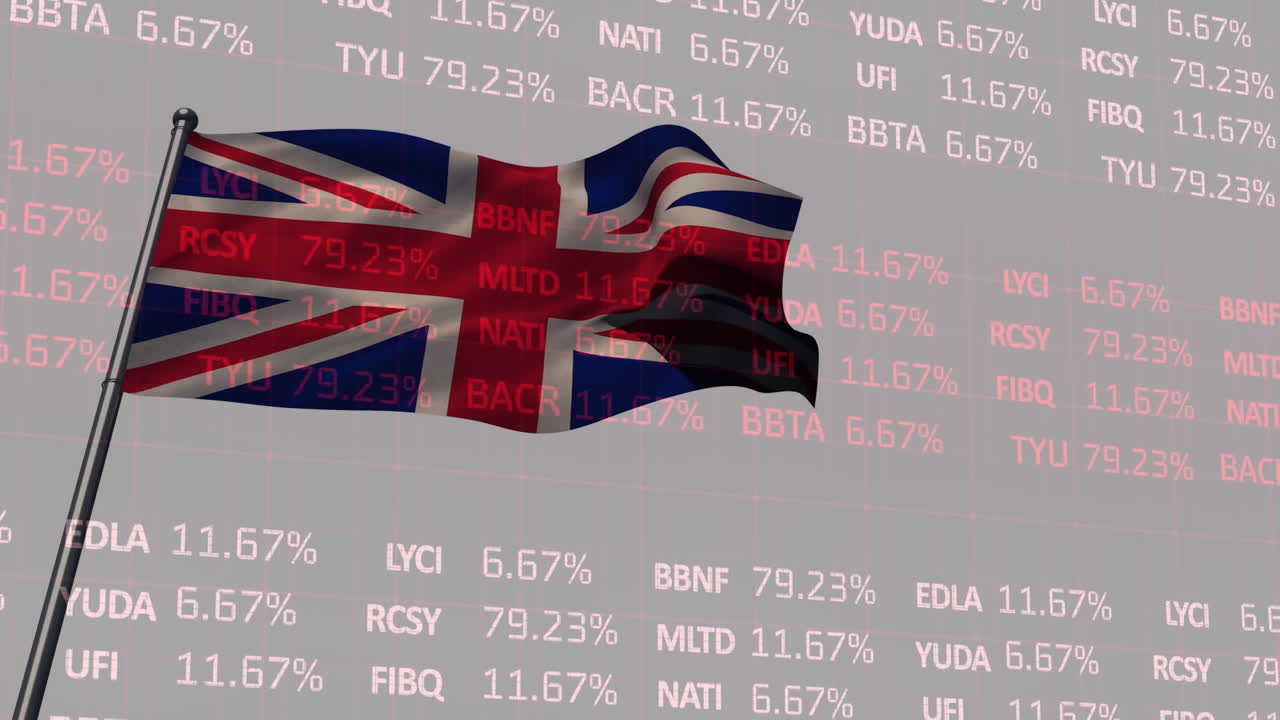 영국 발 위에서 금융 데이터 처리의 애니메이션