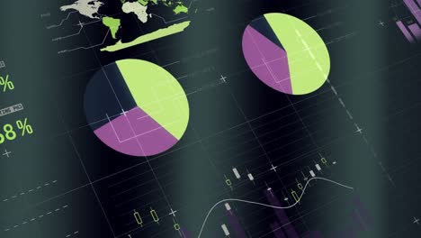 animación del procesamiento de datos estadísticos a través de la red de cuadrícula contra un fondo de gradiente gris