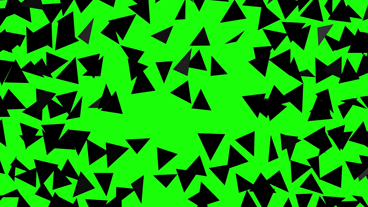 Black screen shattering into polygon pieces, video overlay effect, transition, easy chroma key - green screen isolated