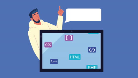 programador y lenguaje en tableta