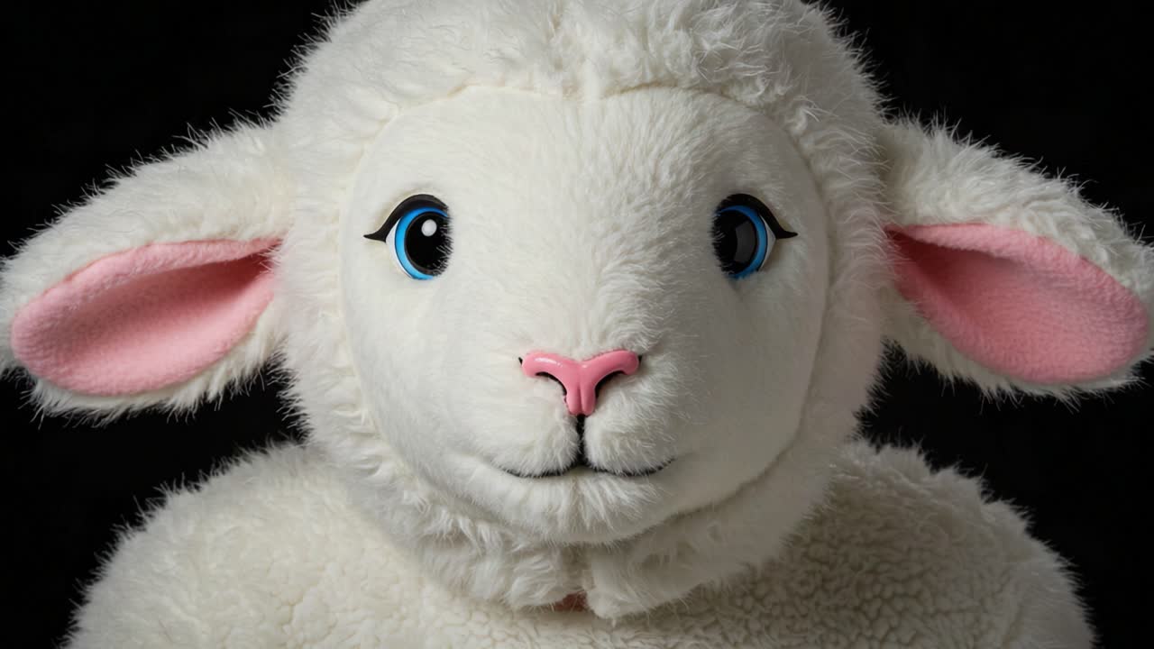 Adorable Plush Sheep Toy: A Close-Up Look at the Soft Texture and Playful Expression of a Whimsical Stuffed Animal Designed for Comfort and Imagination